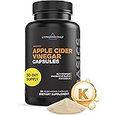 Livingood Daily Apple Cider Vinegar Capsules with The Mother (1500mg) - ACV Pills with Probiotics & Potassium for Women & Men - Supports Gut Health, Digestion, Appetite & Weight - Vegan, 90 Capsules