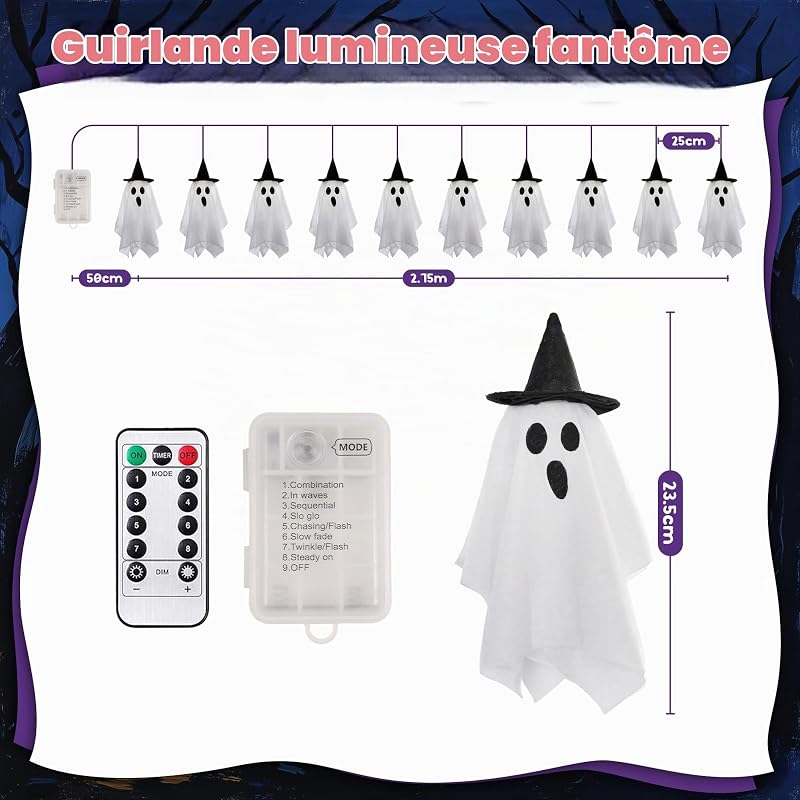 Guirlande Halloween Lumineuse Fantômes — photo 2 sur 6