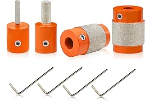 BGTEC Stained Glass Diamond Grinder Bit Head Set - 1/8"+1/4"+3/4"+1" Brass Core Bits for Glass Grinding and Supplies