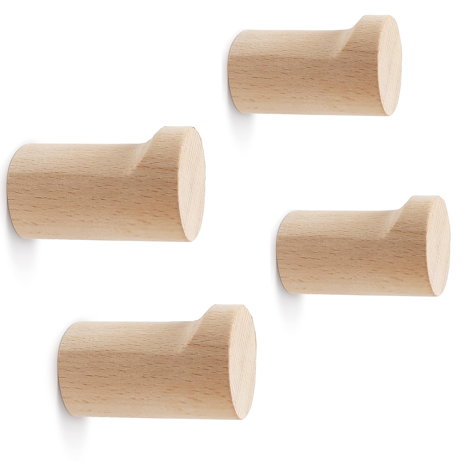 View 1 of **MISSING SCREWS**
bsdonte Wood Wall Hooks, 4 Pack Natural Wooden Coat Hooks Wall Mounted, Rustic Hat Hooks, Heavy Duty Entryway Wall Hangers for Hanging Purse, Towels, Clothes, Backpack