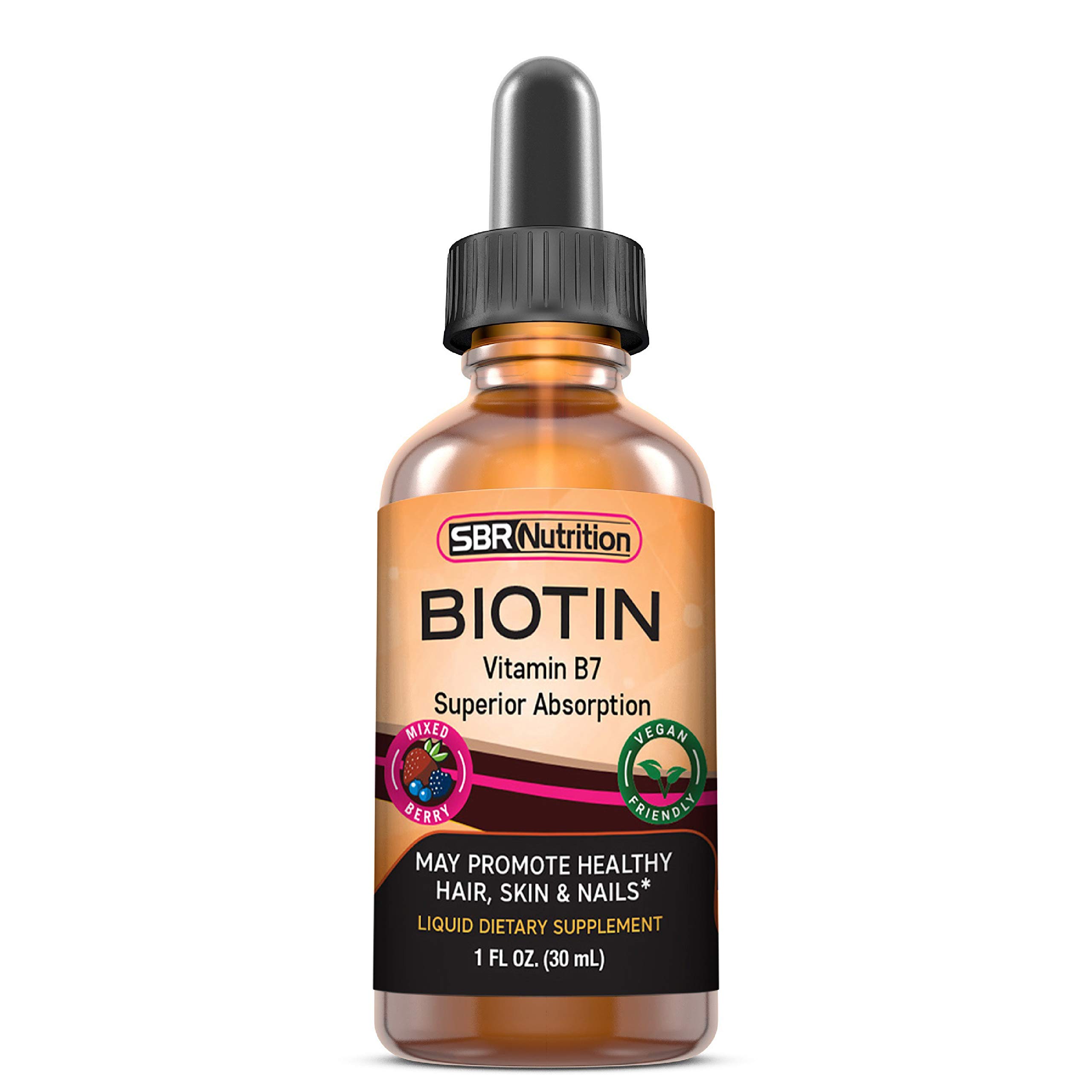 Biotin Liquid Drops (Mixed Berry) Max Absorption Biotin Liquid Drops, 5000mcg of Biotin Per Serving, 60 Serving, No Artificial Preservatives, Vegan Friendly, Supports Healthy Hair Growth, Strong Nail