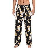 UWSG Corgi Men's Straight-Fit Pajama Pant Jersey Sleep Pjs Bottoms with Pocket Drawstring