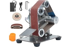 NunDunco Mini Belt Sander - Electric Bench Grinder Sanding Machine, 7 Adjustable Table Top Grinder Polisher for DIY Woodworki