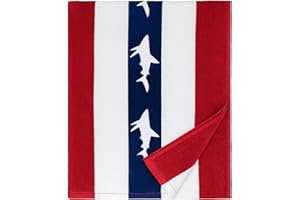 cabanana Large Beach Towel Oversized - Cotton Velour 35 x 70 Inch Shark Striped Terry Pool Towel, Cabana Soft Swimming Towel for Adults Women Men (Navy Red)