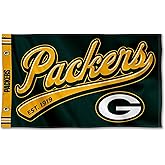 Green Bay Packers Script Logo Premium Flag