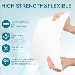 5 Pack White Plastic Sheets 12x12x0.04in Flexible