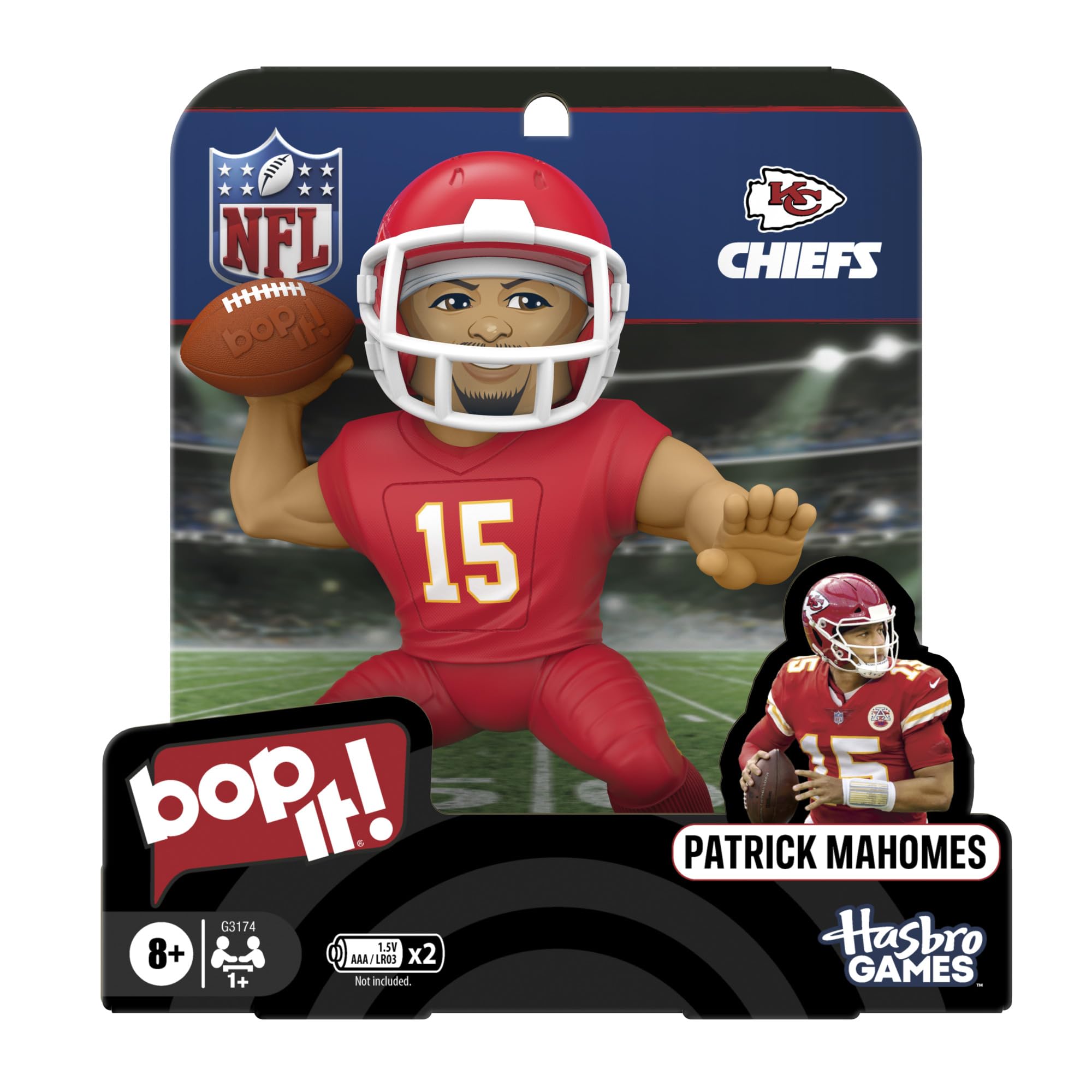 Hasbro Gaming Bop It! Patrick Mahomes Edition Game | Officially Licensed NFL Games for Kids & Teens | Ages 8+ | 1+ Players |
