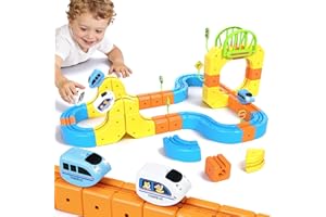 Electric Train Set Cube Track for Kids Ages 4-8, Infinity Racer 3D Train for Toddlers, Track Fusion Building Toy with Anti Gr