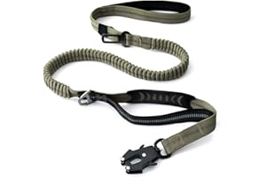 Heavy Duty Tactical Dog Leash with Quick Release Carabiner and Highly Reflective Threads,4-6FT Power Stretch Dog Leash for Me