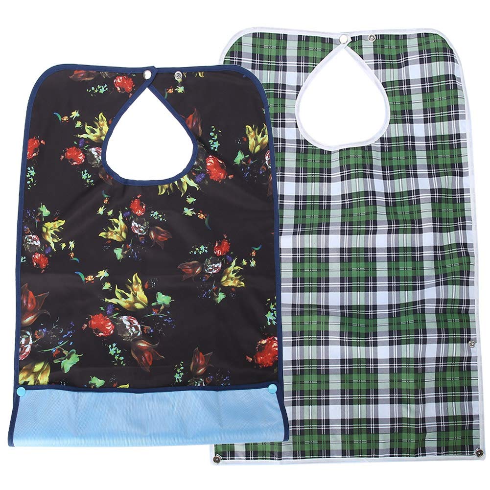 ZJchao Adult Bib, Double Layer Elder Dinning Adult Bib Meal For Clothes With Waterproof For Clothing/Aprons Bib For Meals Bibs