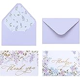 NUOERP Blank Thank You Cards With Envelopes, 30 Pack - 2 Elegant Floral Designs Foil Wedding Thank You Cards With Envelopes - For Baby Shower Card, Birthday Card, Bridal Shower Card, Wedding Card - Blank Inside