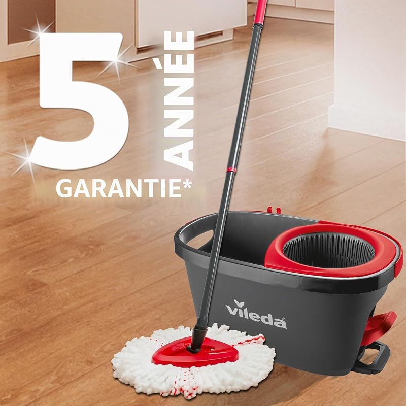 Ensemble Balai et Seau pour Les sols Turbo avec essoreur actionné par pédale | Manche télescopique 65-131 cm | Tête de Balai en Microfibre | Nettoyage en Profondeur avec Un Minimum d’Efforts