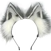 Agymo Handmade Grey Wolf Ears headband,Animal ears headbands, Wolf fox ears, Costume Headwear Halloween costume accessory