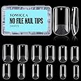 TOMICCA Short Square Nail Tips,Acrylic Gel Tips 240Pcs Fake Nails Full Cover 12 Sizes False Nails Half Matte for Nail Extension Home DIY Salon