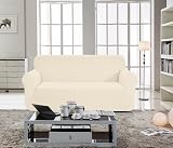 SAMSTEX 3 Seater Sofa Cover Beige 1-Piece Stretch Slipcover Non Slip view 2