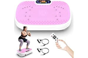 SAVEYOUR Vibration Plate Exercise Machine, Whole Body Workout Fitness Platform Vibration Plate with Resistance Bands for Home Training Equipment Speed Control