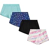 BTween Girls 4-Piece Summer Shorts | Performance Dolphin Shorts | Sports Running Shorts for Kids - Assorted Colors