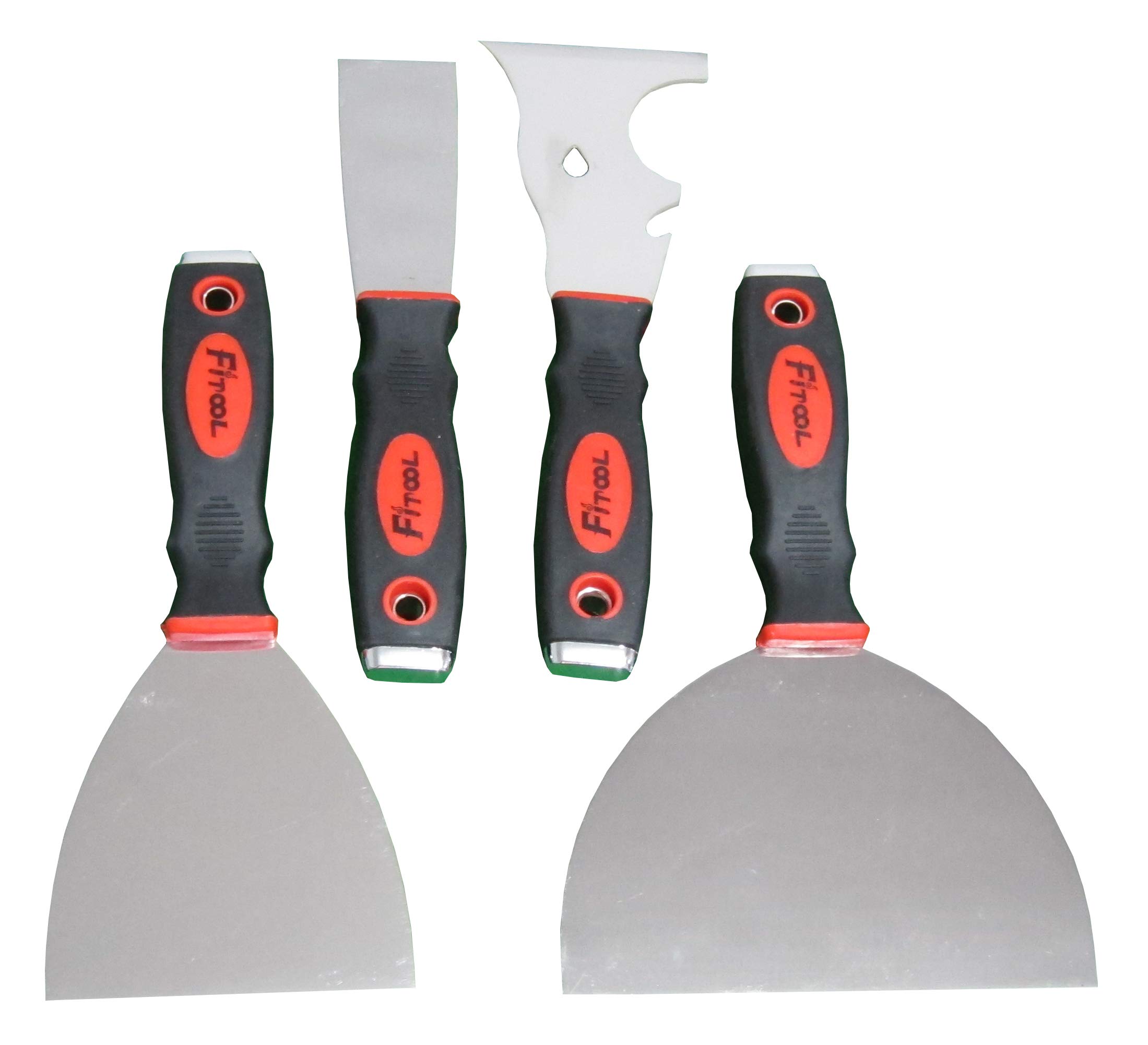 4-Piece Stainless Steel Spatula Scrapers Set, 7-in-1 Painter's Scraper, Flexible Putting knifes, Quality Paint Scrapers 1.5"-3"-4"-6"