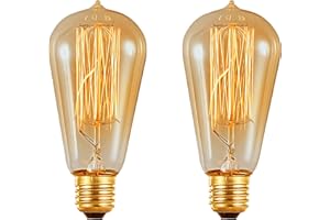 ST58 Vintage Antique Light Bulbs-25W E26 Base 120 Volts Dimmable Edison Light Bulbs,Amber Glass, Warm White 2200K (2 Pack)