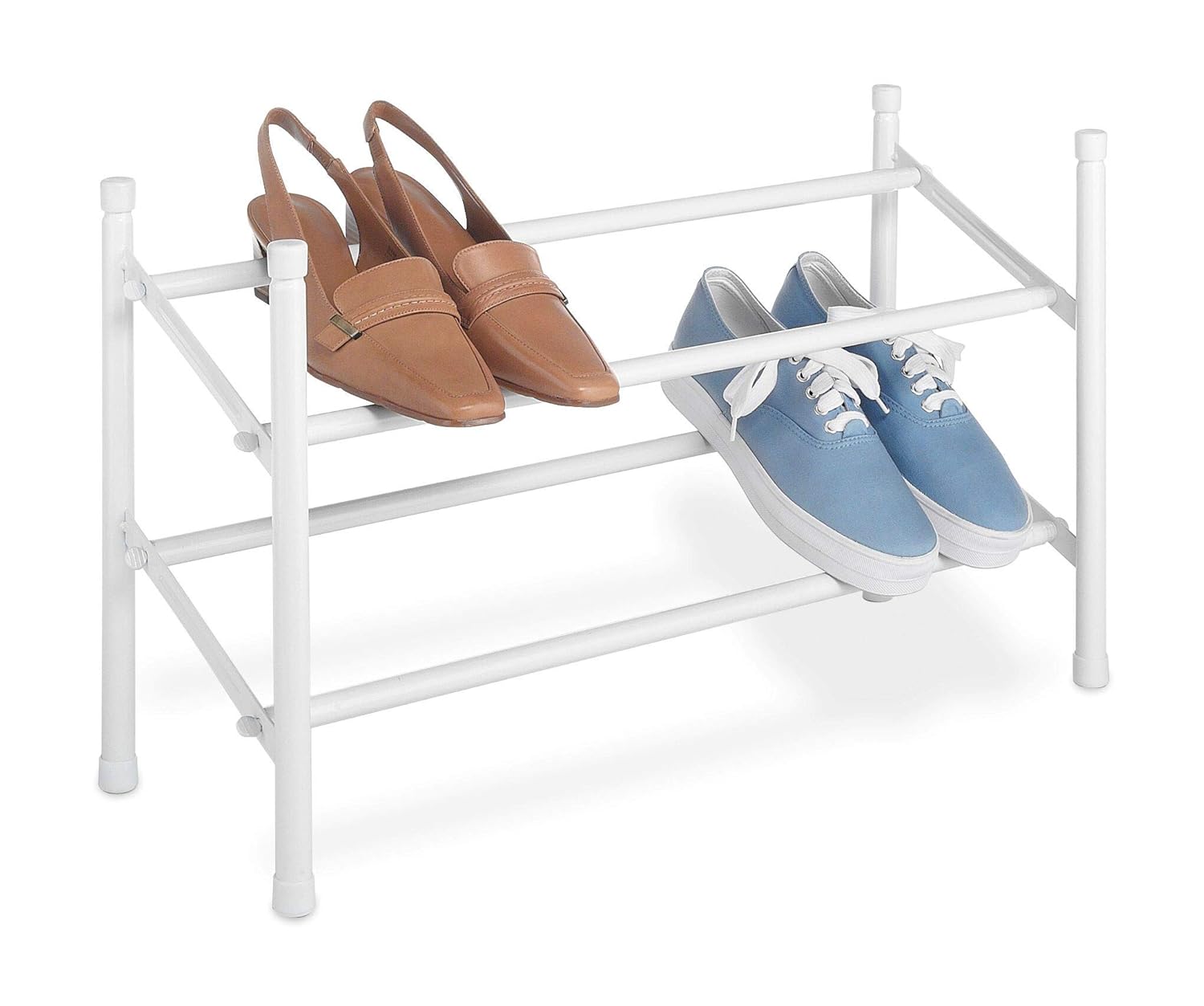 Whitmor 2-Tier Expandable and Stackable Shoe Rack, White