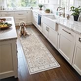 2x6 Hallway Washable Runner Rug : Vintage Soft Kitchen Laundry Runner with Non Slip Backing Farmhouse Entryway Living Room Floor Mat Stain Resistant Carpet for Bedroom Bathroom Distressed Beside Rug