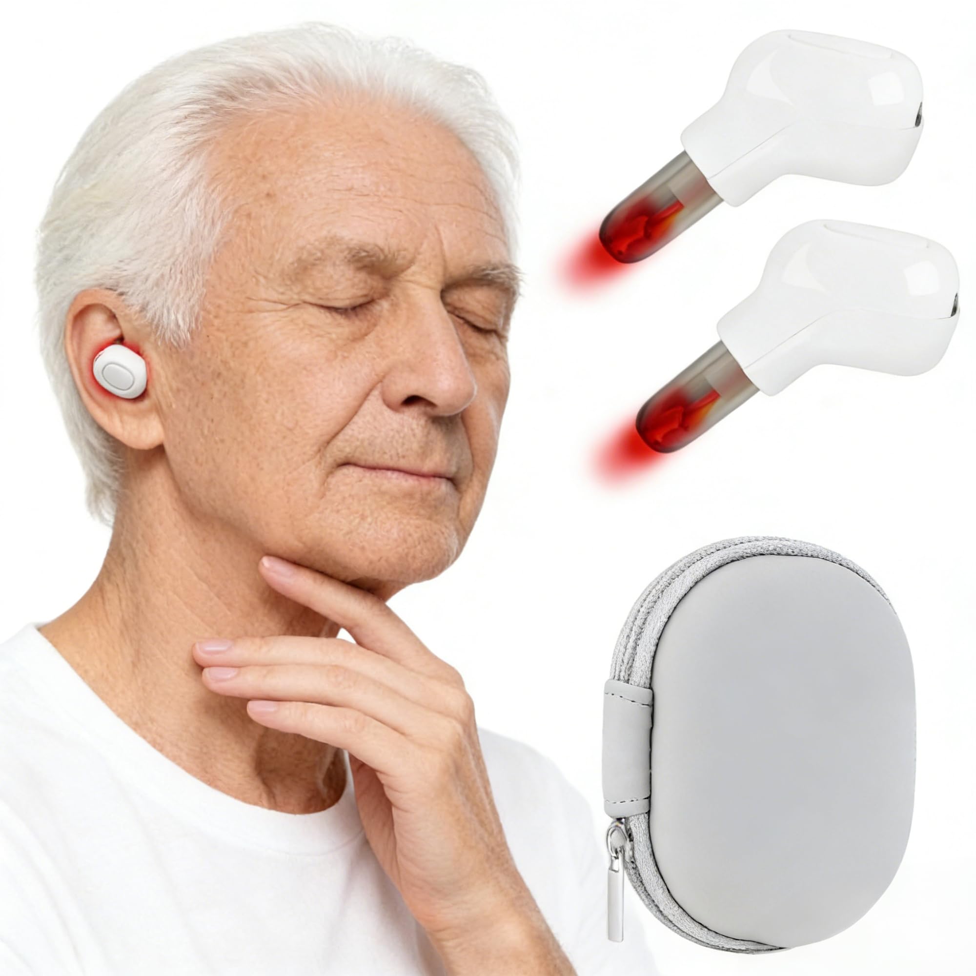 Photo 1 of 2026 Upgraded Red Light Device for Ears and Nose – 650nm LED Ear Wellness & Daily Comfort, Hands-Free Design, Lightweight & Portable for Home, Work & Travel (White)