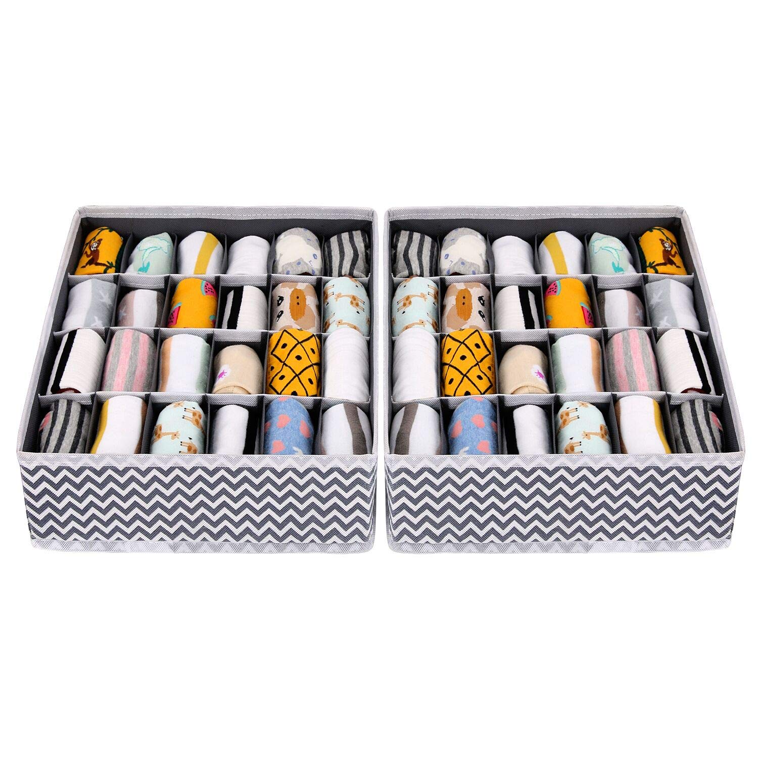 Joyoldelf Drawer Organizer Divider 2 Packs Organizer, 24 Cell Collapsible Closet Cabinet Organizer Underwear Storage Boxes for Storing Socks, Bra, Handkerchiefs, Ties, Belts