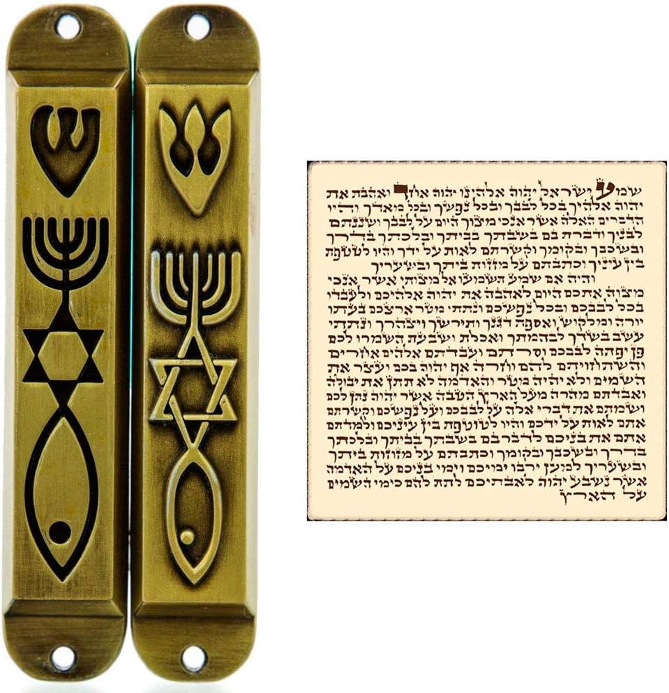TALISMAN4U Set of 2 Brass Messianic Mezuzah Case with
