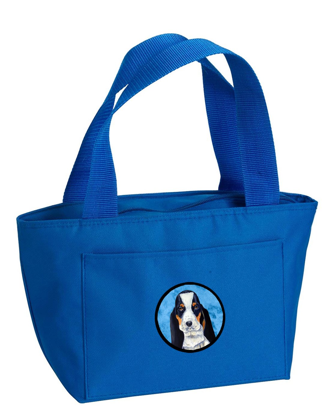 Caroline's Treasures LH9374BU Basset Hound Lunch or Doggie Bag, Large, Blue