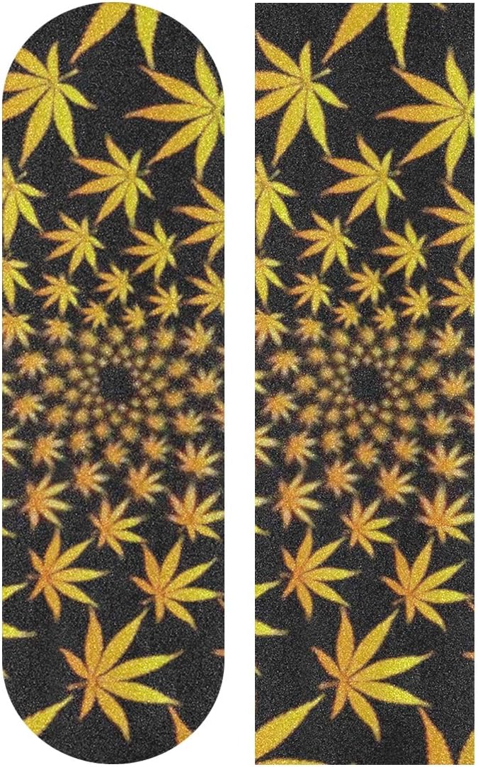 Longboard Griptape Golden Marijuana Leaves Vector Pattern Cannabis