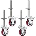 MEISHUNDA Adjustable Leveling Scaffolding Wheels Set,6"-Scaffolding Casters,1-3/8" OD Scaffold Screw,Scaffolding Screw Jacks,Scaffold Leveling Jack,Locking Stem Casters with Brake（4 PCS）