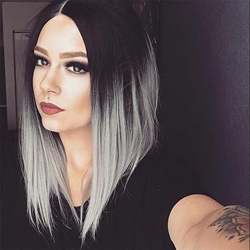 Amazon Com Atozwig Synthetic Wigs Ombre Natural Black Grey