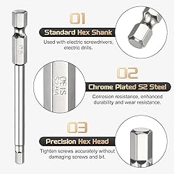 HARFINGTON 2pcs H4.0 Hex Head Screwdriver Bit 4.0mm