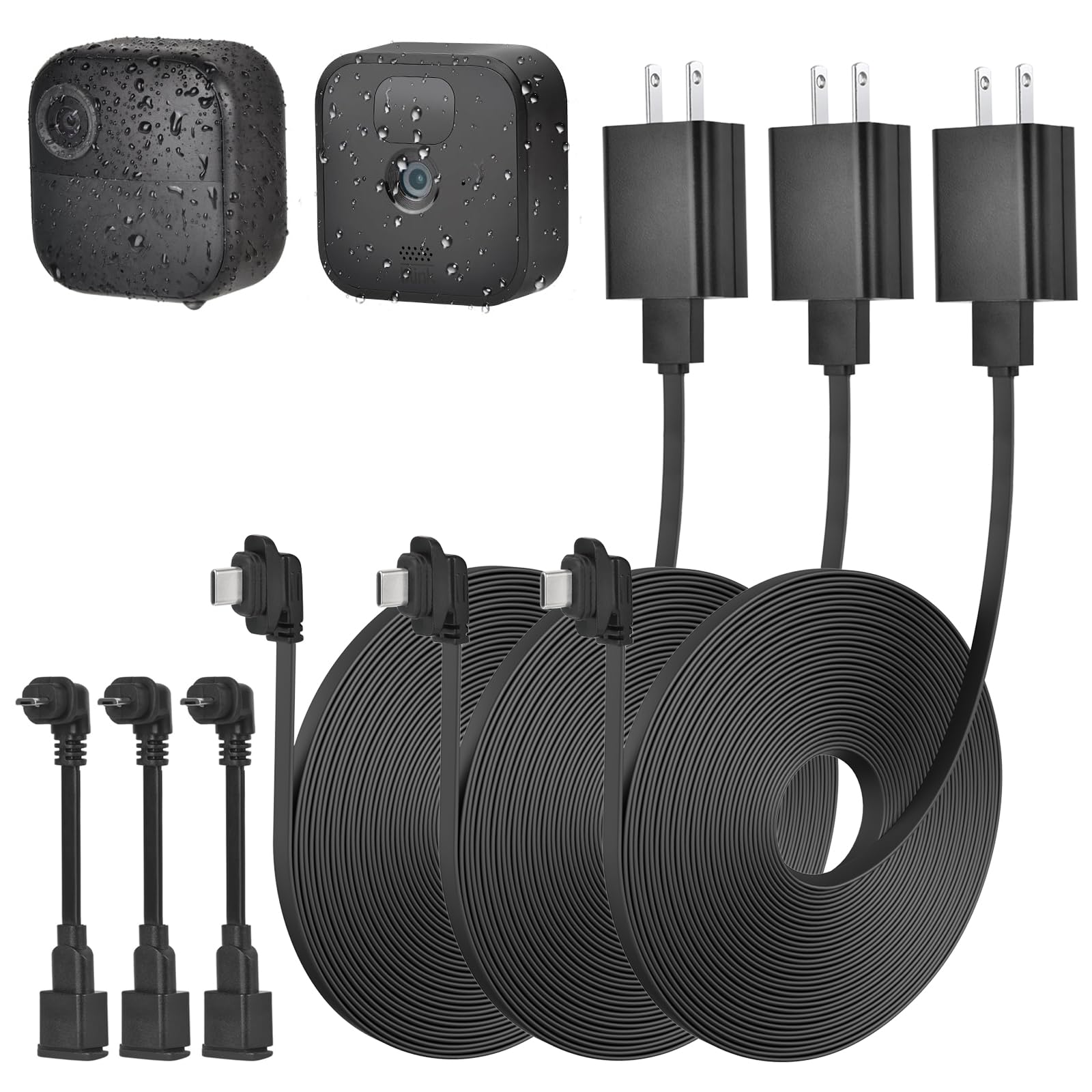 Photo 1 of 3Pack 16.4ft/5m Power Cable with Adapter for Blink Outdoor 4 (4th Gen), Blink Outdoor/Indoor (3rd Gen)&Blink XT/XT2, Weatherproof Outdoor Extension Cable with Extra Micro USB Adapter for Blink Camera