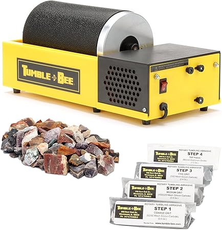 Amazon Com Tumble Bee Rotary Rock Tumbler Includes Rock Grit Polish Kit Model Tb 14 1x4lb Barrel Arts Crafts Sewing