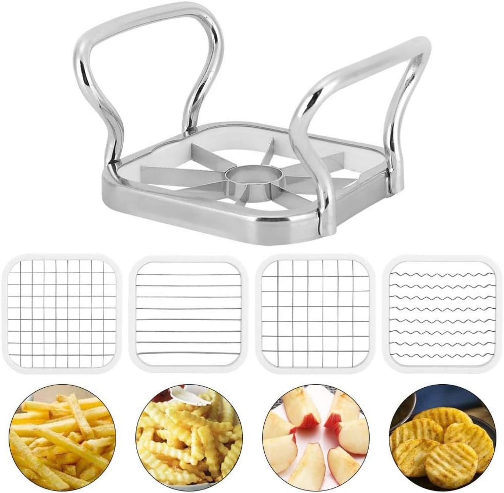 BLLBOO - Apple Slicer 5 in 1 Stainless Steel Potato Cutter Chipper Chopper Maker French Fry Tool Kitchen Gadget