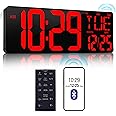 17.2" Large Digital Wall Clock Bluetooth Auto Time Sync Digital Clock Large Display Auto-Dimming/DST Digital Calendar Led Wall Clock Big Timer Digital Clock For Living Room Classroom Garage Gym Decor