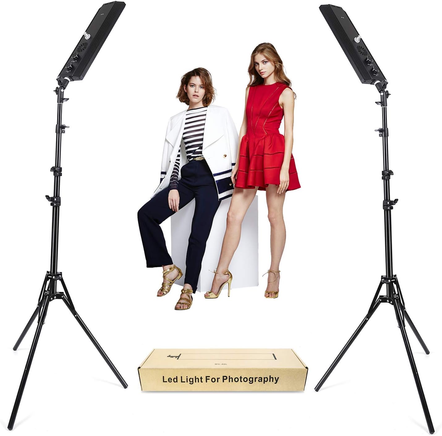 100W LED Photography Video Lights Continuous Output Lighting Lamps with 2M Adjustable Light Stand Kit 5500K/3200K Bi-Color Dimmable Flat Panel Light for Camera Photo Studio Shooting,YouTube,Live