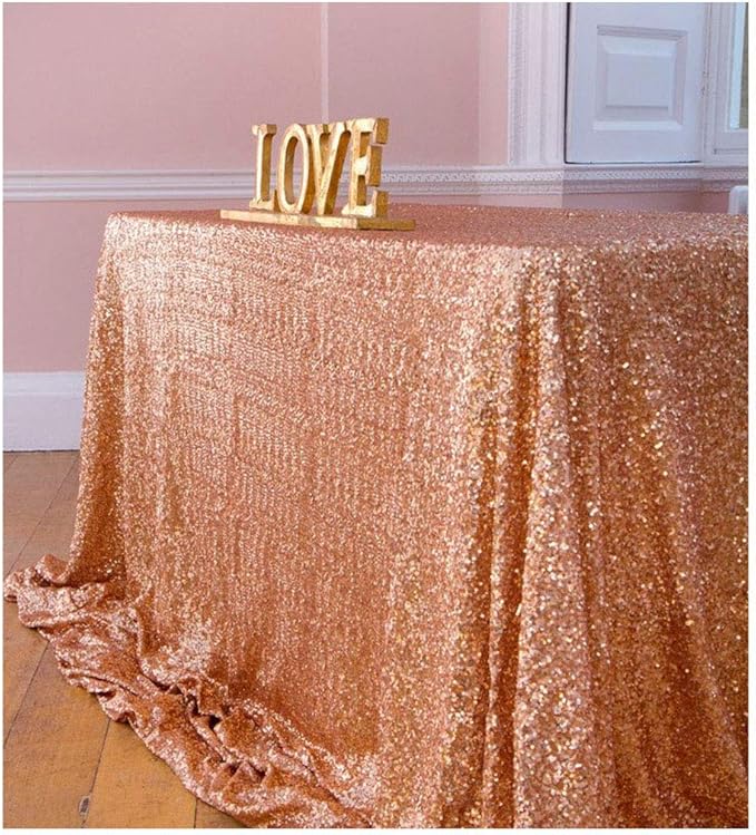 Sequin Tablecloth Rose Gold 50x80 inches Glitter Table Overlays Party