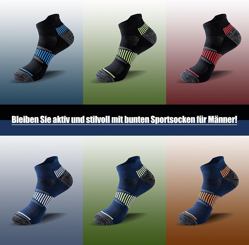 Sneaker Socken Herren, 6 Paar, gepolsterte Sportsocken — Foto 7 von 8