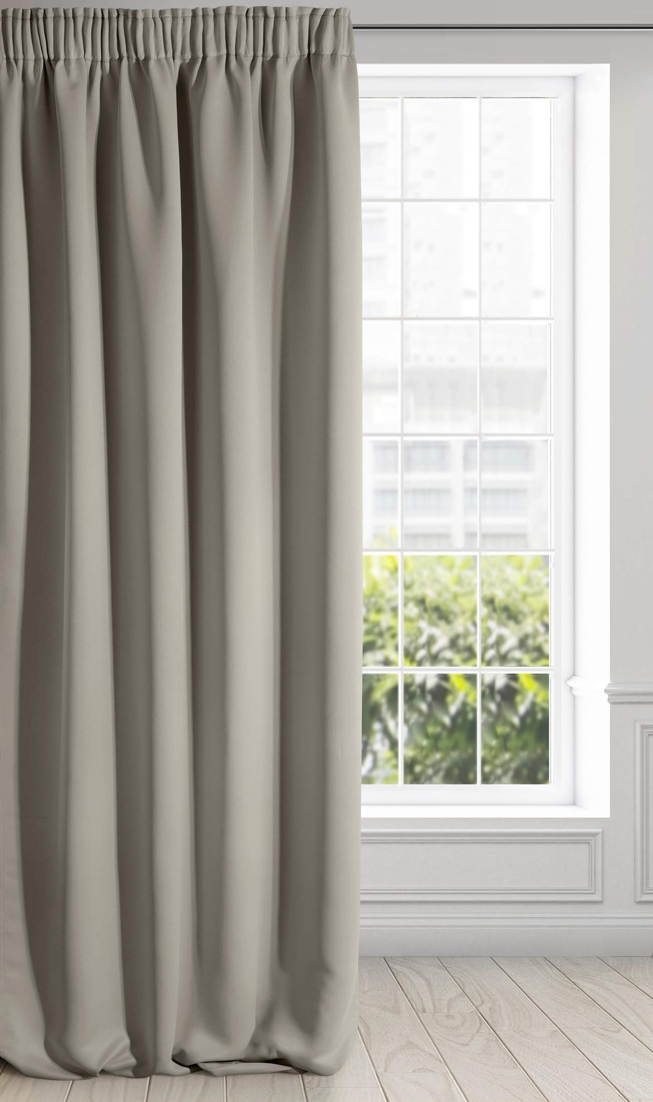 Eurofirany LOGAN Extra Long Blackout Curtain - 1 Unit Rod Pocket, Rufflette Tape, Light blocking Room Darkening Bedroom Living Room, W53 x L106, Cappuccino