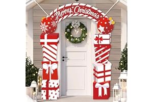 3Pcs Christmas Door Decoration Merry Christmas Porch Sign Front Door Banner Hanging Decoration Xmas Outdoor Hanging Supplies 