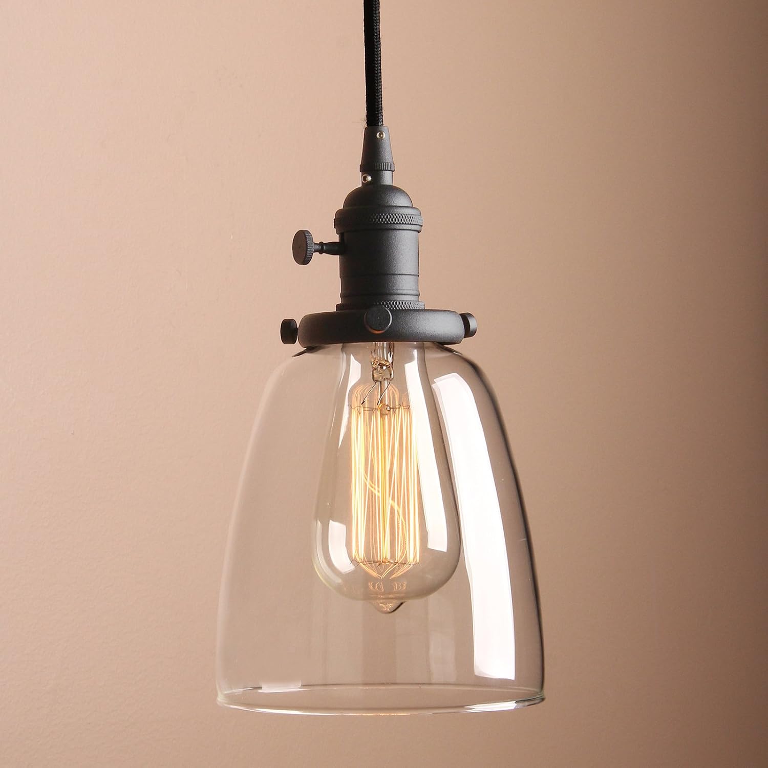 PathsOn Industrial Modern Vintage Edison Triple Pendant Lights Retro Lamp Flush Ceiling Light 3 Lights Hanging Light Fittings Chandelier for Loft Bar Living Room Dining Room (Black) - Image 3
