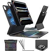 typecase Edge+ Keyboard Case for iPad Pro 13-inch (M5/M4, 2025/2024), Space Black Keyboard with 11-Color Backlight, Multi-Mode,Removable Carbon Fiber Back Case, Magnetic Floating Stand,Larger Trackpad
