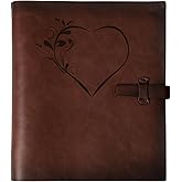 Photo Album 4x6 200 Photos, Genuine Leather Photo Albums with Writing Space with 30 Writing Paper, Travel Family Wedding Kids Graduation Ultrasound Baby Picture Album Scrapbook Photo Album(LOVE)