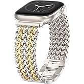 WINGLE for Apple Watch Band Women 38mm 40mm 41mm 42mm 44mm 45mm 46mm 49mm Series 11 10 9 8 7 6 5 4 3 2 1 SE 3/2/1, Dressy Band Stainless Steel Chain Strap Designer Link Bracelet for iWatch Ultra