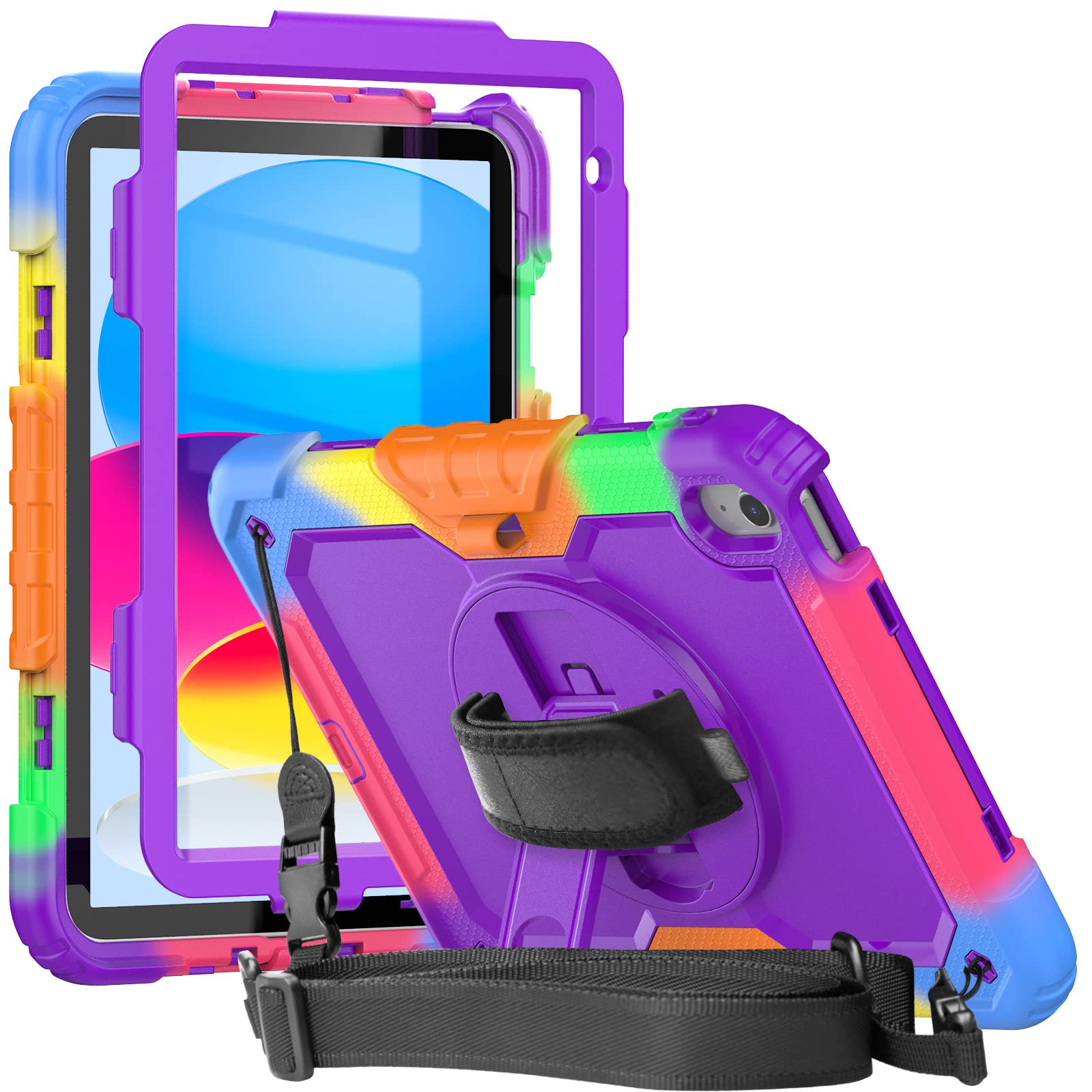 Photo 1 of Herize Case Compatible with iPad 11 inch (A16) 2025/10.9 inch (10th Generation) 2022 Artists with Screen Protector Pen Holder | Shockproof Rugged Protection Cover with Stand Shoulder Strap