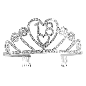 Amazon Com Pixnor 18 Birthday Tiara Headband Rhinestone Happy