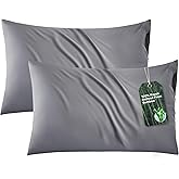 Bedsure Zipper Pillow Cases Queen, Cooling Pillow Cases Queen Size Set of 2, Rayon Derived from Bamboo Cooling Pillowcases for Hot Sleepers, Soft & Breathable Pillow Covers, Dark Grey, 20x30 Inches