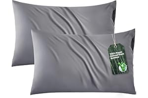 Bedsure Zipper Pillow Cases Queen, Cooling Pillow Cases Queen Size Set of 2, Rayon Derived from Bamboo Cooling Pillowcases for Hot Sleepers, Soft & Breathable Pillow Covers, Dark Grey, 20x30 Inches